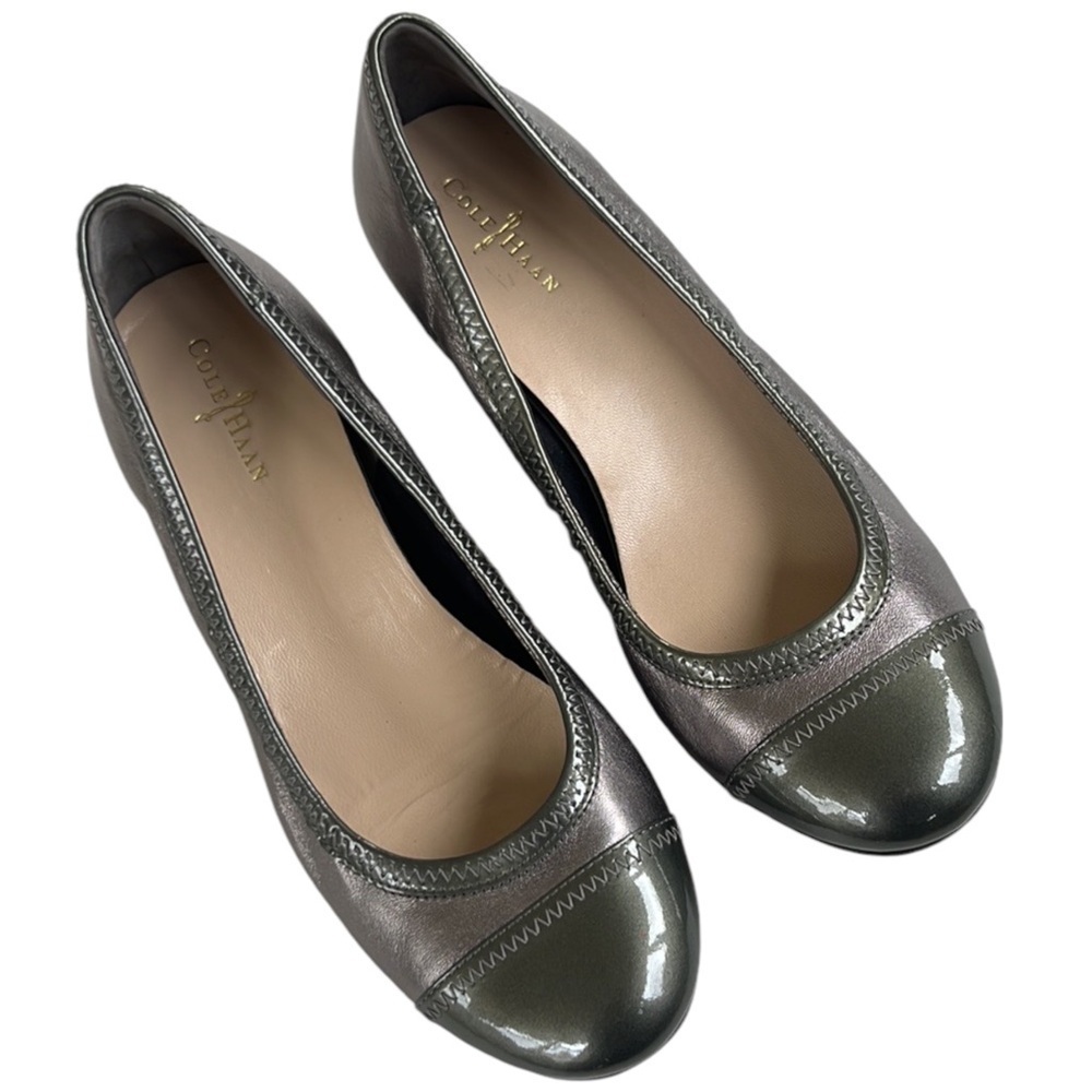 EUC Cole Haan Leather Wedges Size Pewter Size 7 Narrow - Picture 2 of 8